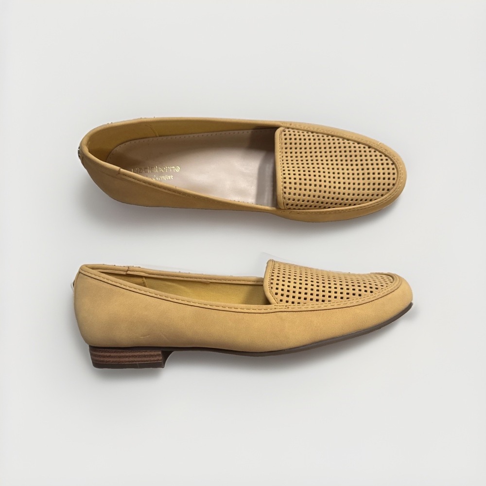 Liz Claiborne Yellow Loafer Shoes Towne Women Fall Textile Flats 7.5M
